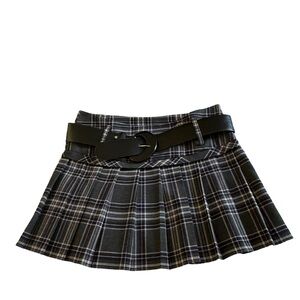 Stylish Plaid Mini Skirt with Belt